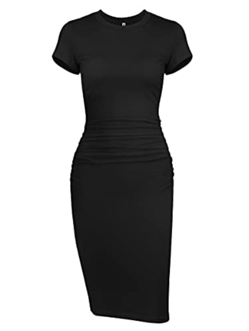 Women's Ruched Bodycon Midi T-Shirt Dress Short Sleeve Fitted Casual